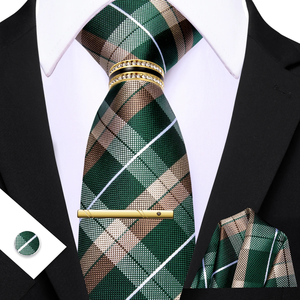 Conjunto de Corbata a Cuadros Colorida para Hombre, Corbata Tejida, Pañuelo de Bolsillo, Mancuernillas con Anillo para Corbata, Clip para Corbata, Accesorios para Traje de Boda - Product Image 4