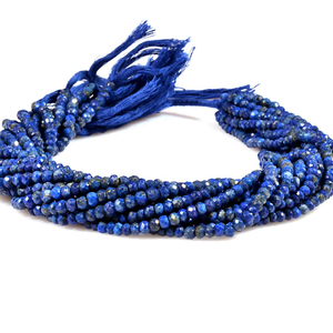 Cuentas facetadas de lapislázuli de 4 mm, hilo de 13 pulgadas, lapislázuli, hermosa piedra azul para la fabricación de joyas. - Product Image 3