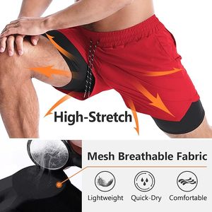 Shorts de sport pour homme, double couche, polyester et nylon, éco-responsables, taille élastique, respirants. - Product Image 5