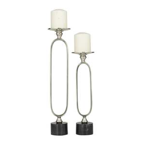 Modern <b>Candle</b> Stand Set of 2 with <b>Marble</b> Base for Home Decoration - Product Image 5