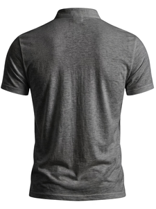 Men Stand Collar Short Sleeve Knitted Jersey Polyester/Cotton T-Shirt Regular Fit Solid Color Casual Regular Length Summer 200 - Product Image 4