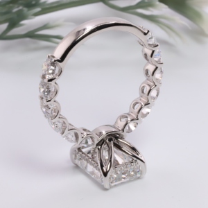 Elegant Solid White Gold Radiant Lab <b>Diamond</b> Solitaire <b>Ring</b> Micro Pave Hidden Halo Shared Prong Accent Shank Custom Fine Jewelry - Product Image 2