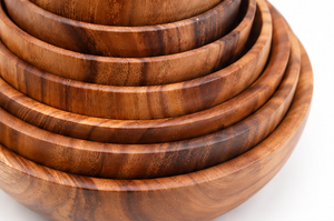 Juego de Tazones de Madera de Acacia Hechos a Mano - Diseño Rústico Moderno, Ecológicos y Duraderos, para Servir en el Hogar, Fiestas y Bodas - Product Image 2