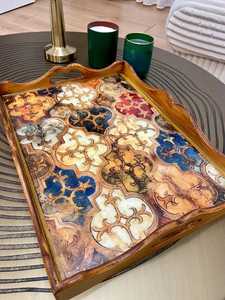 Personalized Handmade <b>Wooden</b> <b>Serving</b> <b>Tray</b> Rectangle Bohemian Pattern Enamel Coated <b>serving</b> <b>Tray</b> Design For Presents Home Decor - Product Image 6