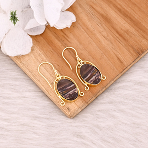 Nouveauté : Boucles d'oreilles pendantes en laiton plaqué or jaune avec pierre naturelle Malinga Jasper – Fabricant de bijoux sur mesure - Product Image 3