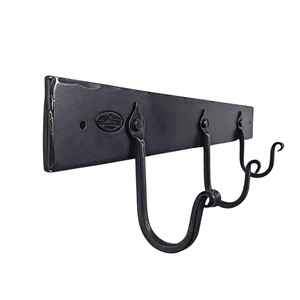 New Design <b>Wall</b> Mounted Matte Black Powder Coated Finished Iron Hook <b>Rail</b> For Decor For Outdoor Organizer For Bedroom Organizer - Product Image 4