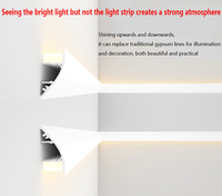 Profilé LED en aluminium pour montage en surface, bande lumineuse d'angle supérieur, éclairage vers le haut et vers le bas, rétroéclairage pour plafond intérieur
