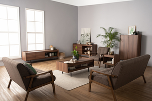 Industrial Metal Frame DENVER Side <b>Table</b> <b>Walnut</b> colour Top Made in Malaysia for Urban Lounge Modern Bedroom Bedside Nightstand - Product Image 6