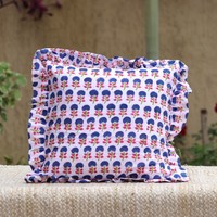 Housse de coussin rectangulaire à volants floraux, 100% coton, faite à la main, style bohème, imprimée, pour la décoration de la maison