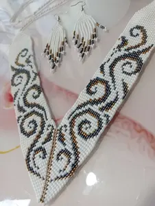 Hermoso Collar Estilo Vintage AMERICANO Hecho a Mano con Flores Oceánicas, Conjunto de Joyería Estilo Boho Americano PARA ANIVERSARIO, FIESTA, REGALO - Product Image 4