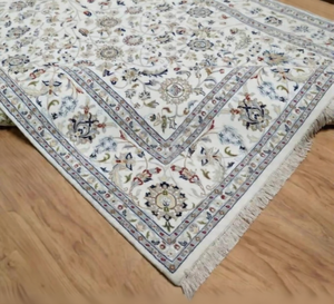 Alfombra turca tejida a mano con nudos, vibrante, de lana/seda, con estampados de animales, ecológica y antideslizante, de pelo fino y plano. - Product Image 5