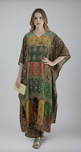 Women's <b>Kaftan</b> Dress Long Poly feather Silk <b>Kaftan</b> for All Seasons-Summer Winter Autumn Spring - Product Image 4