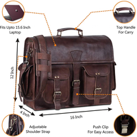Porte-documents en cuir de chèvre véritable de style vintage chic sac de voyage à la mode avec logo pour ordinateur et ordinateur portable