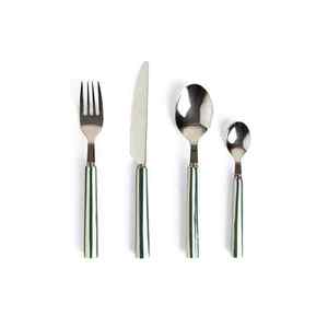 Juego de cubiertos de acero inoxidable con mango de hoja metálica, acero espejado, para hotel, restaurante, boda, viajes, camping. - Product Image 4