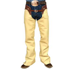 Meilleures ventes : Chaps d'équitation en cuir véritable pour homme, couleur unie, respirants, tricotés, haute qualité, pour l'hiver, en promotion - Product Image 1