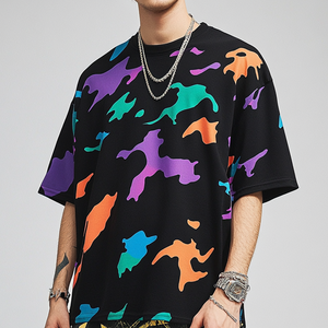 T-shirt surdimensionné à col en V pour homme, motif uni, couleur personnalisée, respirant, écologique, anti-UV, 100% coton, streetwear - Product Image 2