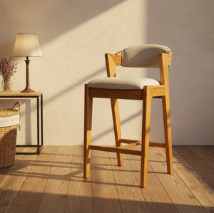 Kia Bar Chair Solid Wood <b>Frame</b> Eco-Friendly Durable Modern Contemporary Minimalist Style Custom Design Fixed Armrest Indoor Bar - Product Image 1