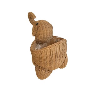 Handwoven <b>Elephant</b> Rattan Storage Basket Ceramic Pot Holder Eco Friendly Indoor Garden <b>Plant</b> Flower <b>Stand</b> Bulk - Product Image 3