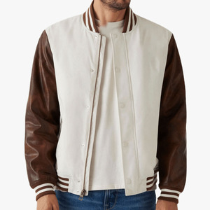 Blouson universitaire en coton pour homme, rouge et noir, à blocs de couleur, col montant, fermeture double boutonnage, décontracté, coupe-vent, chauffant, streetwear, hiver - Product Image 6