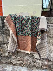 Eco-Friendly Vintage Block Printed Cotton Kantha Reversible <b>Quilt</b> Hand Stitched Indian <b>Bedspread</b> Gift - Product Image 4