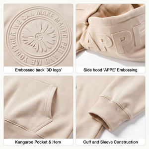 เสื้อฮู้ดดี้โอเวอร์ไซส์ผ้าฝ้ายฟลีซ 400GSM ปักลายนูน 3 มิติ แบบขายส่งสำหรับผู้ชาย เสื้อผ้าสตรีทแวร์สุดหรู ผลิตโดยผู้ผลิต OEM - Product Image 4