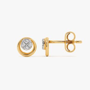 Pendientes de Oro Amarillo con Diamantes Cultivados en Laboratorio en Forma de Racimo Floral Circular - Product Image 1