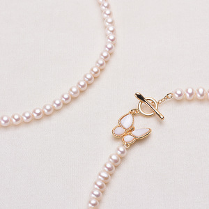 Collier en perles d'eau douce roses de 5 à 6 mm de Tilian Pearl, presque sans défaut, style papillon transparent avec des perles de 5 à 6 mm - Product Image 5
