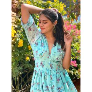 Vestido Maxi de Gasa con Estampado Floral, Silueta en A, Cuello en V, Transpirable, Talla XS, Cintura Natural, para Ocasiones Diarias - Product Image 2