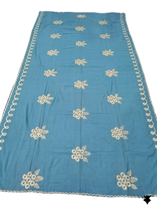 Chal de Voile de Algodón y Poliéster Africano para Mujer, con Bordado Floral y Pedrería, Transpirable, para Uso Diario en Verano, Venta al por Mayor en Colores Surtidos Dorados - Product Image 2