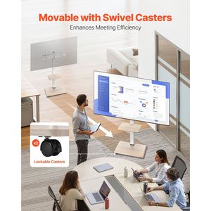 Carrello TV Mobile con Supporto per Schermi da 32-70 Pollici, Rotazione Sinistra-Destra di 25 Gradi, Altezza Regolabile, Vassoio Porta TV - Product Image 3