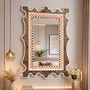 Indian Handcrafted <b>Wood</b> Design Latest Unique Style Handmade Easy Installation Hotels Restaurant Living Room Mirror - Product Image 1