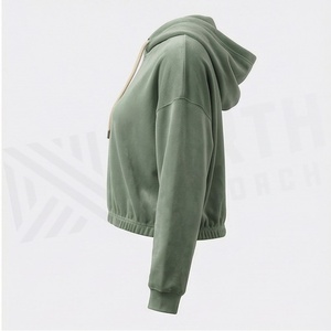 Sweat-shirt à capuche court pour femme, léger, à manches longues, coupe décontractée, pour la gym, le shopping, les voyages, le travail, les tenues - Product Image 3