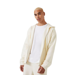 Sweat à capuche zippé oversize pour homme, design épuré et simple, en molleton doux de coton, fermeture éclair intégrale, coupe décontractée, idéal pour l'hiver, en promotion. - Product Image 1