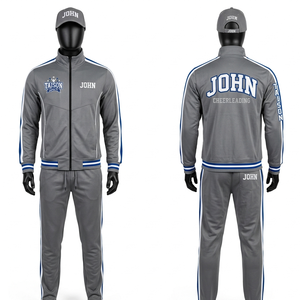 Premium 320 GSM Polyester Fleece Beige Cheer <b>Leading</b> Tracksuit Contrast Side Panel Sublimation Embroidery Custom Logo - Product Image 5
