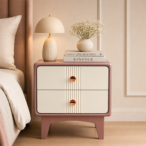 Wood Nightstand Two Drawer <b>Bedside</b> <b>Table</b> Small End <b>Table</b> Bedroom Decor Contemporary Nightstand Cabinet Housewarming Tabletop - Product Image 1