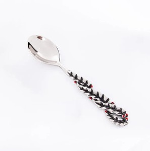 Christmas Holly Leaf Salad Serving Set – Stainless Steel Spoon & <b>Fork</b> with Decorative Holiday Handle for Dining & Gifting - Product Image 2