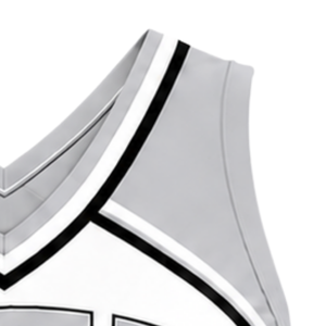 Haut court sans manches gris clair, blanc et noir pour femme, col en V, pour cheerleading, performance athlétique, uniforme d'équipe, compétition sportive - Product Image 4