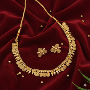 Conjuntos de Collar y Pendientes Tradicionales Indios en Oro Mate, Joyería Étnica con Filigrana Floral para Mujer, Chapado en Oro Antiguo - Product Image 6