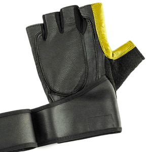 Gants de musculation professionnels demi-doigts unisexes personnalisables en cuir respirant avec support de poignet haute performance - Product Image 2