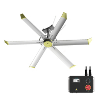VEICHI 220/380V 5/6 Piezas Aspas de Aluminio PMSM Ventilador Industrial Integrado de Techo HVLS Montado en Pared con Sistema de Accionamiento para Extracción de Aire