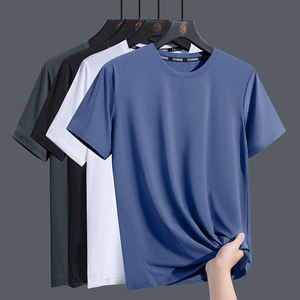 เสื้อยืดคอกลมแขนสั้นผู้ชาย สีพื้น ซับเหงื่อ ระบายอากาศ แห้งเร็ว ผ้าฝ้าย 100% ทรงเข้ารูป รับสกรีนโลโก้ มีสินค้าพร้อมส่ง - Product Image 3
