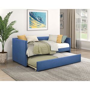 Mobili per la casa moderna 1pc Daybed con Trundle blu tessuto tappezzeria legno telaio letti categoria di prodotto - Product Image 2