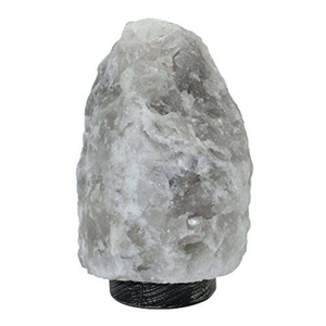 Lampe de sel de l'Himalaya grise de bureau avec base en bois, 1 kg, petite taille, pour bureau, ioniseur d'air, cristal gris rare, lumière LED certifiée - Product Image 1