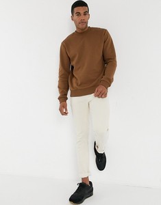 Sweat-shirt à col rond pour homme, marron, coupe classique, coton, molleton français, pull-over décontracté, vêtements d'automne - Product Image 1