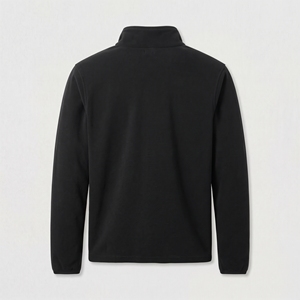 Dumela Men's Black Fleece <b>Quarter</b> <b>Zip</b> Pullover With <b>White</b> Logo Front Regular Fit Casual Autumn Wear - Product Image 2