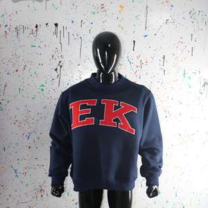 EK BLUE <b>Mock</b> <b>Neck</b> Sweatshirt 100% RED Applique Embroidery wide <b>neck</b> Sweatshirt Finer Threads - Product Image 6