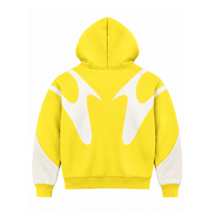 Lemon Yellow Contrast Panel Zip Up Hoodie Men Streetwear Full Zipper Long Sleeve Casual <b>Fleece</b> <b>Hooded</b> <b>Jacket</b> With Pockets - Product Image 2