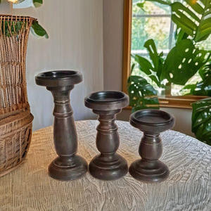 Candelabro de madera en forma de flor ecológico para manualidades naturales - Product Image 1