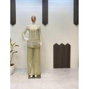 Haut de créateur à taille haute avec pantalon palazzo transparent et magnifique koti pour les tenues de soirée - Product Image 3