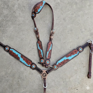 Conjunto de cabezada y pechopetral de lujo estilo western, diseños premium para caballos, conjunto de arreos de lujo para caballo de tracción completo, juego completo. - Product Image 1